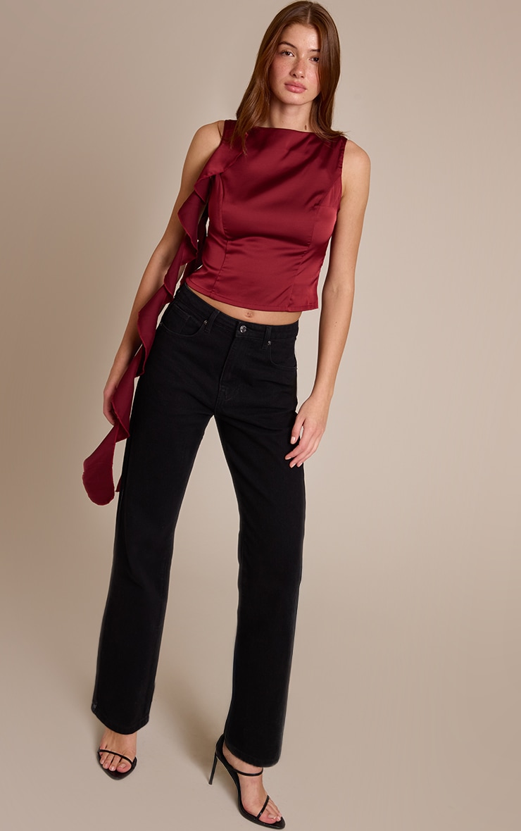 Wine Satin Drape Detail Cami Top image 3