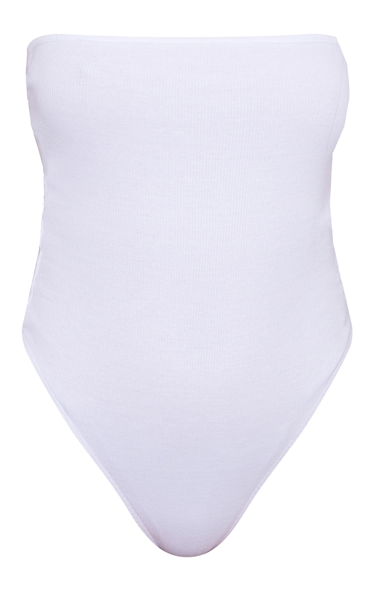Basic White Rib Bandeau Bodysuit image 5