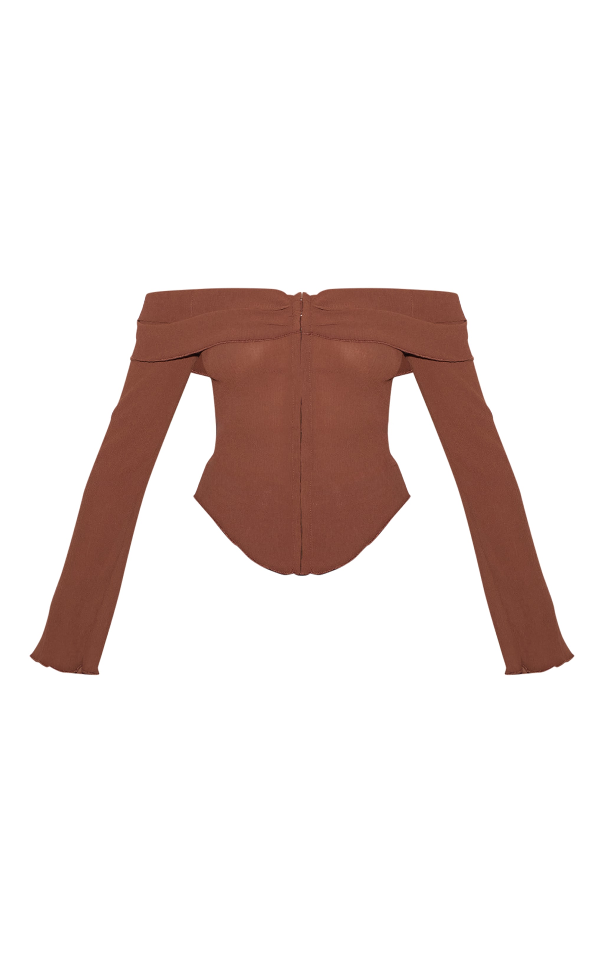 Chocolate Plisse Chiffon Bardot Blouse image 5