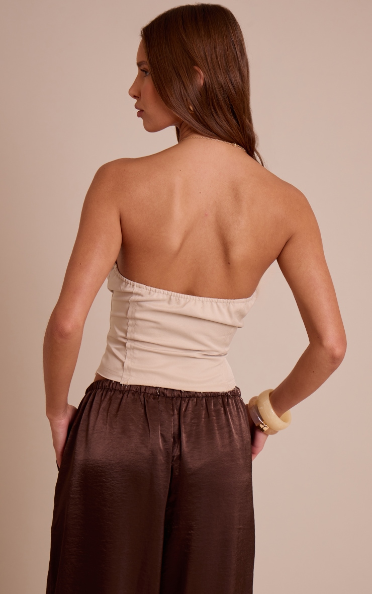 Corset bustier tissé élimé gris pierre à oeillets image 2