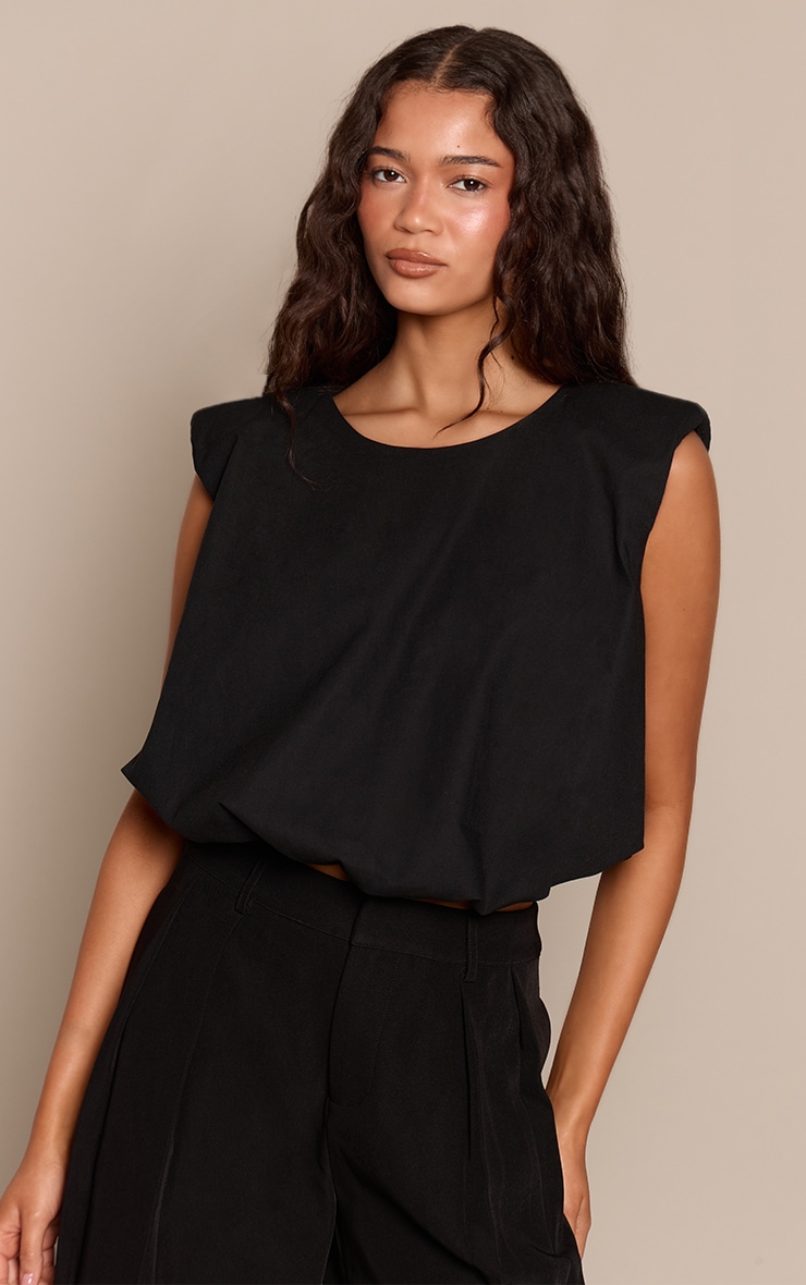 Black Puffball Sleeveless Top image 1