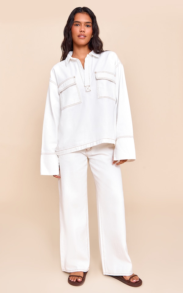 White Slouchy Wide Leg Style Jeans