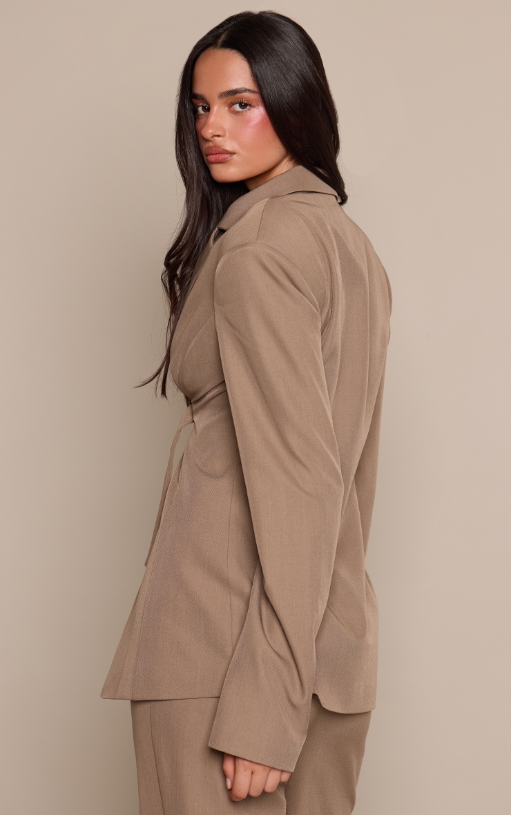 Taupe Front Buckle Cinched Blazer image 2