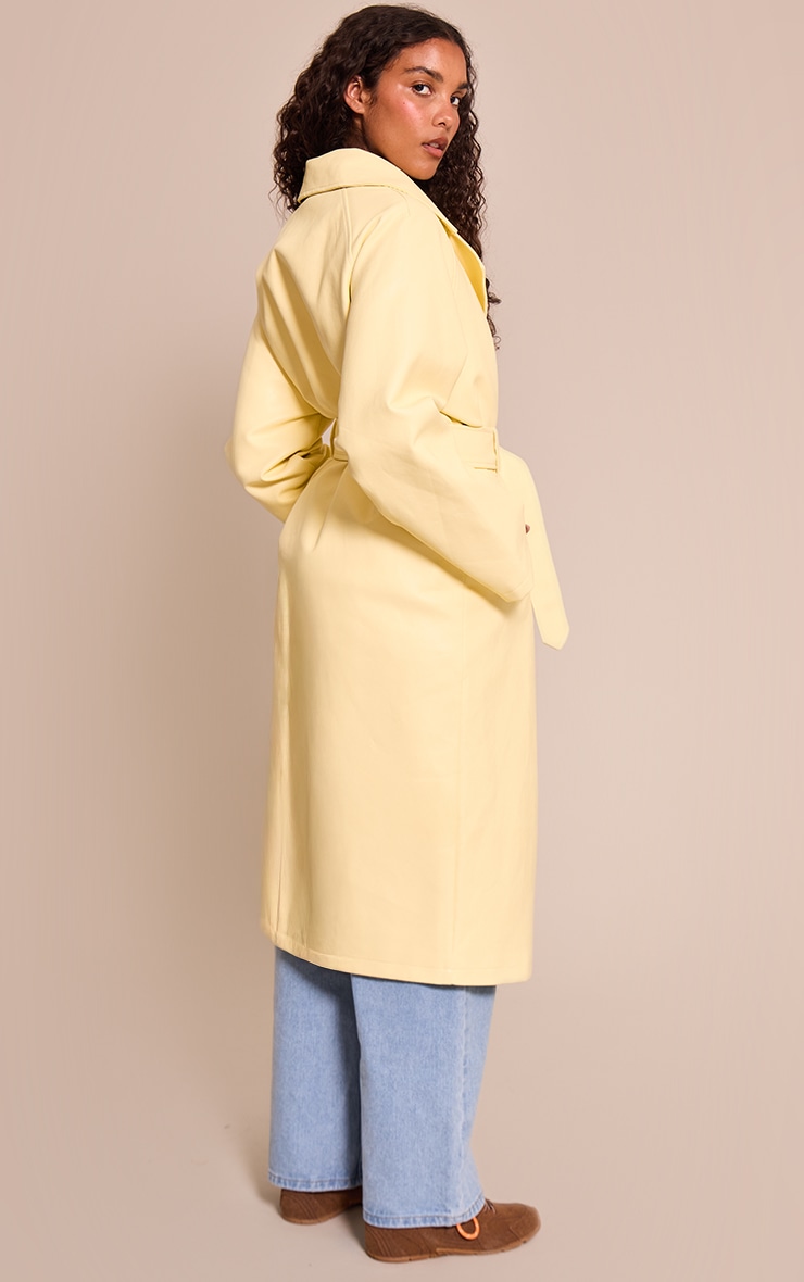 Buttercream Faux Leather Maxi Trench Coat image 2