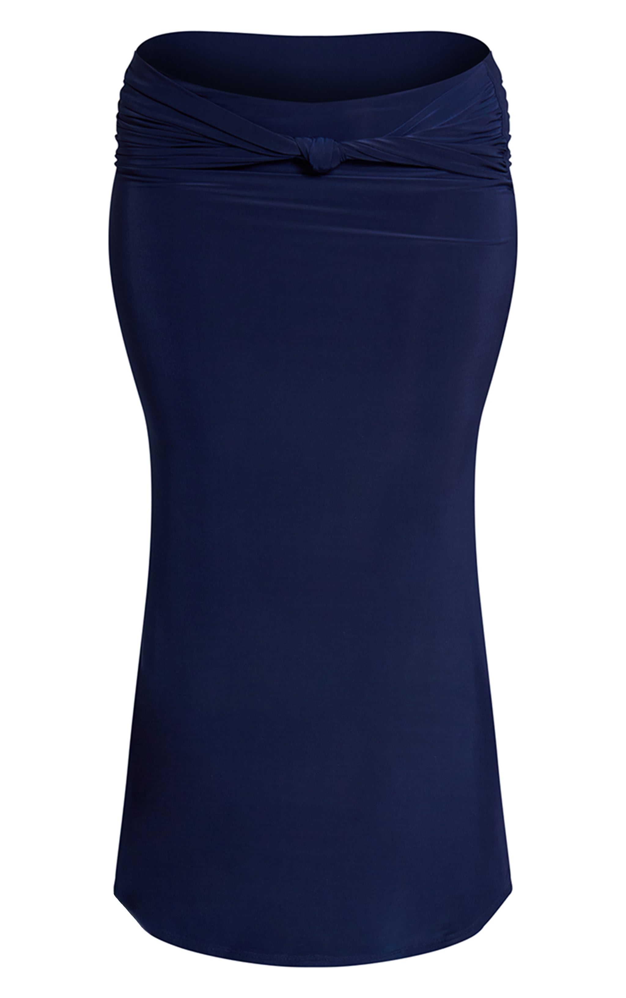 Shape Navy Slinky Drape Detail Midi Skirt image 5