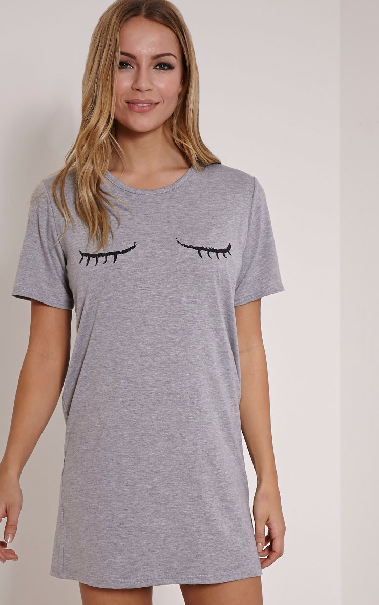 Eyelashes Grey Oversized Nightshirt PrettyLittleThing