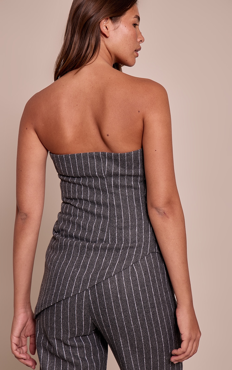 Top bustier de tailleur tissé gris charbon image 2
