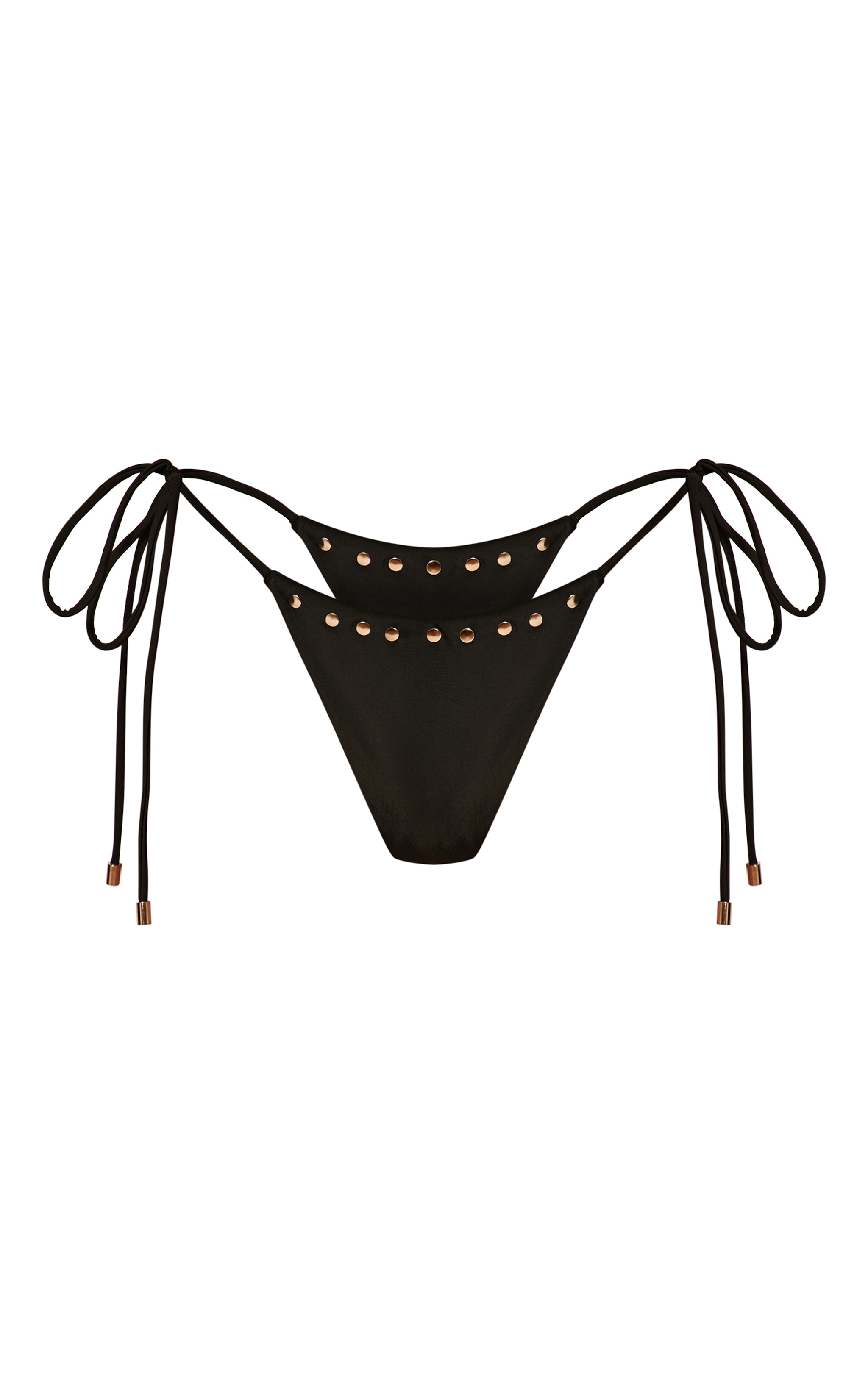 Black Studded Thong Tie Side Bikini Bottoms image 5