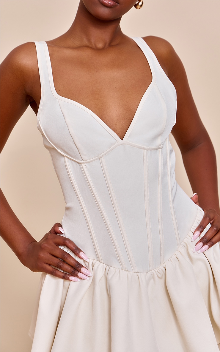 Cream Woven Corset Detail Skater Skort Romper image 4