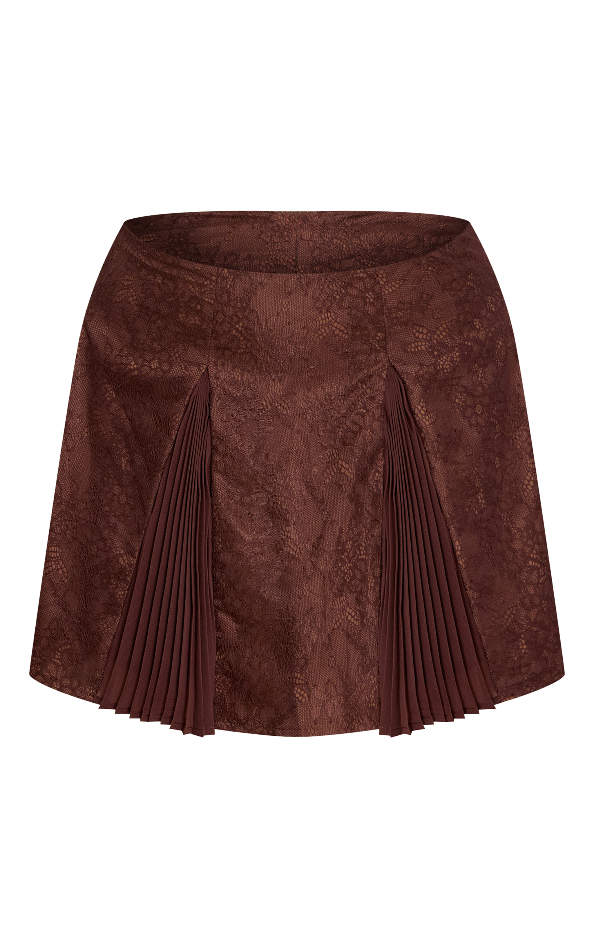 Chocolate Lace Chiffon Godet Mini Skirt image 6