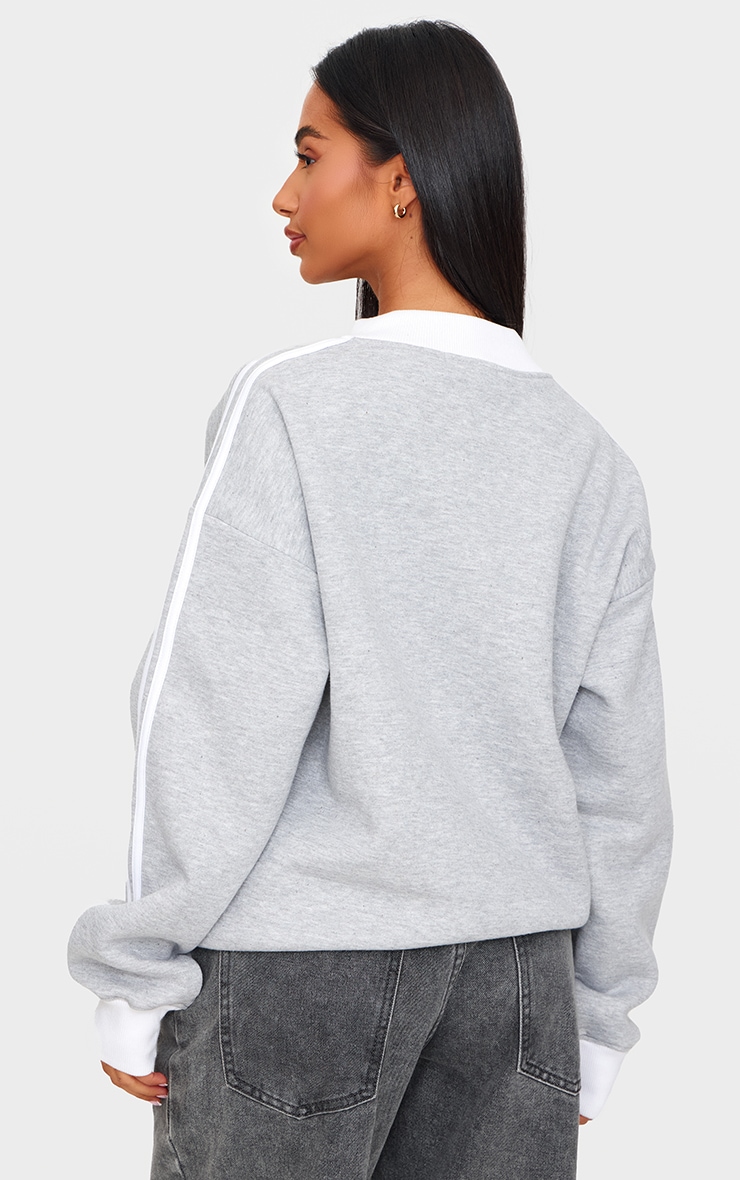 Petite Light Grey Oversized Collared Sweatshirt image 2