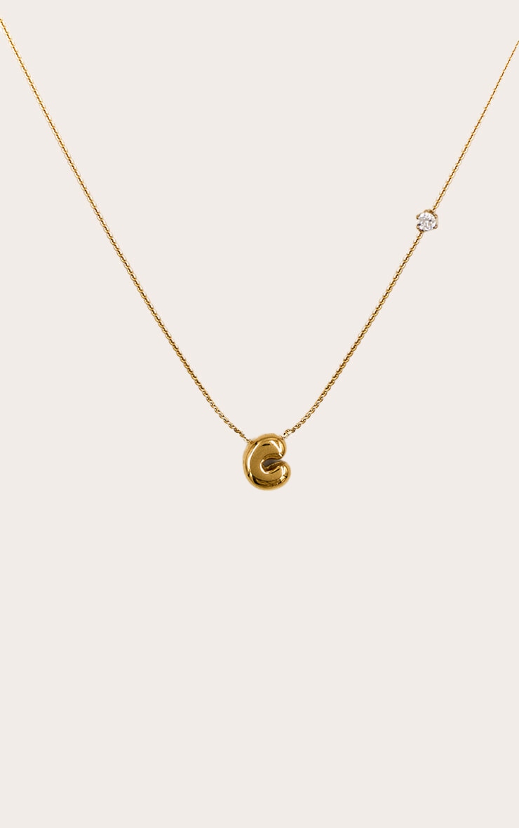 Gold Water Resistant Bubble Initial C Necklace image 3