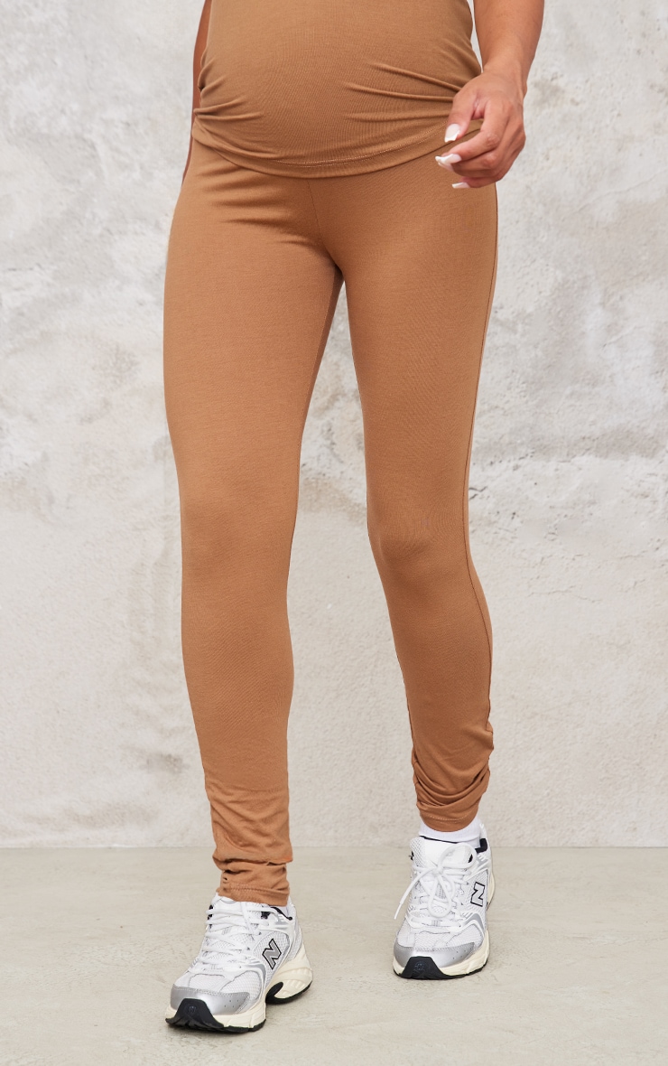 Maternité Legging de grossesse marron recouvrant le ventre image 2