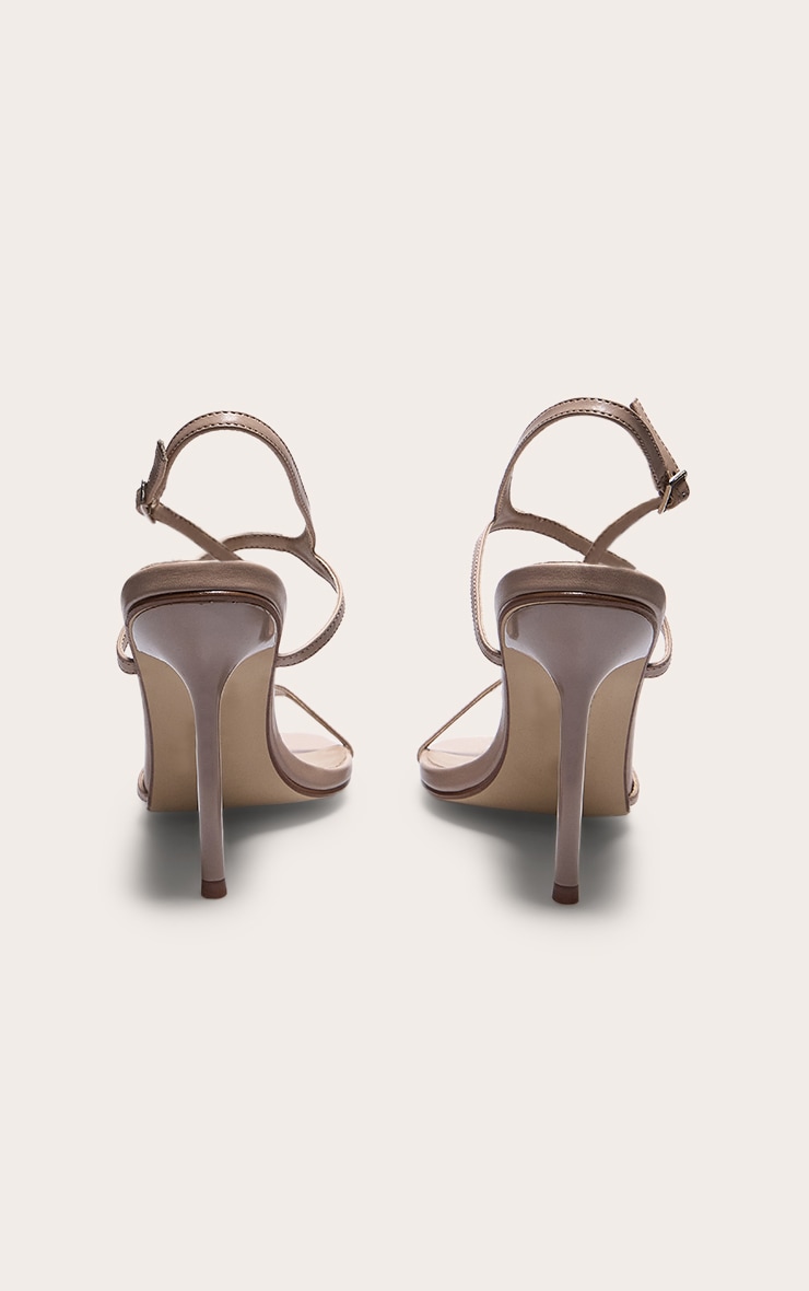 Mushroom Pu Round Toe Asymmetric Strap High Stiletto Heeled Sandals image 3