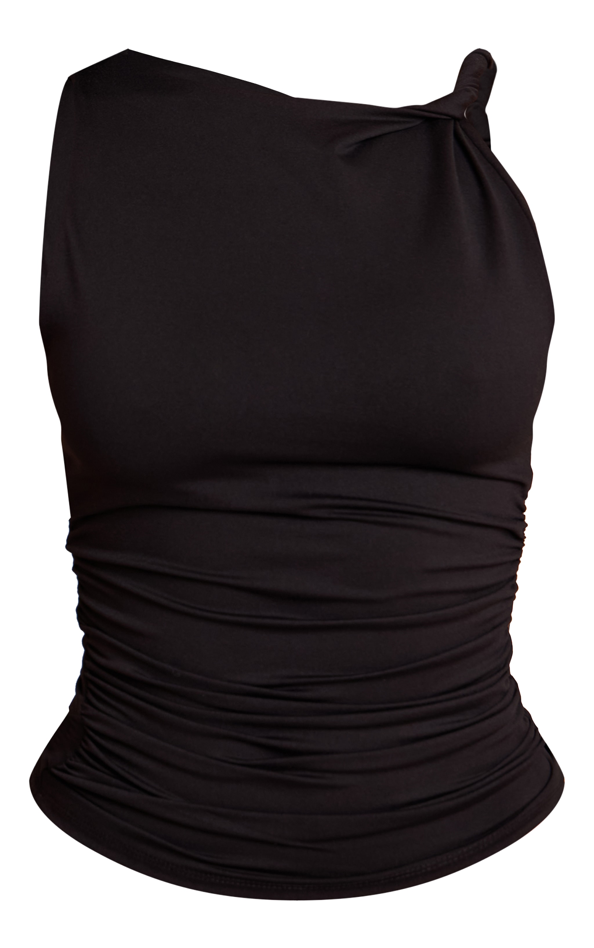Petite Black Soft Touch Twist Detail Ruched Top image 5