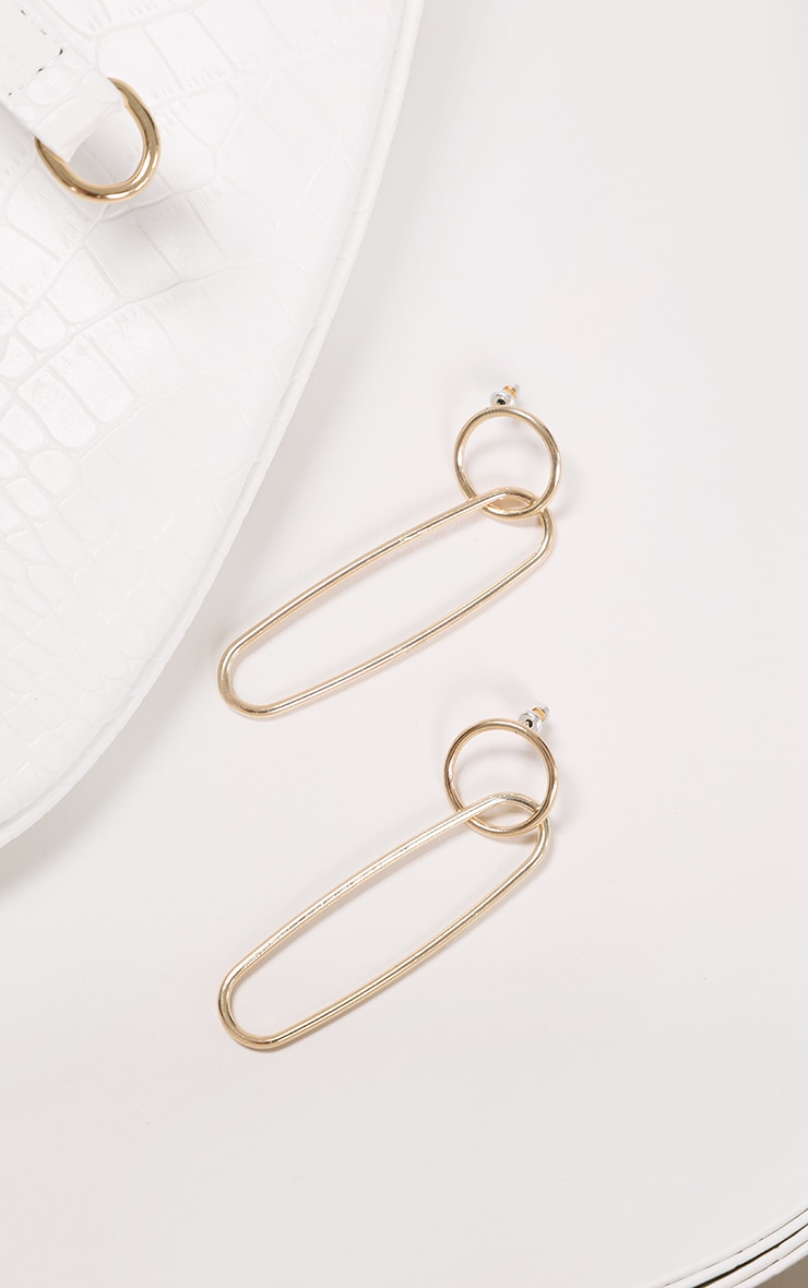 Gold Hoop Long Drop Earrings
