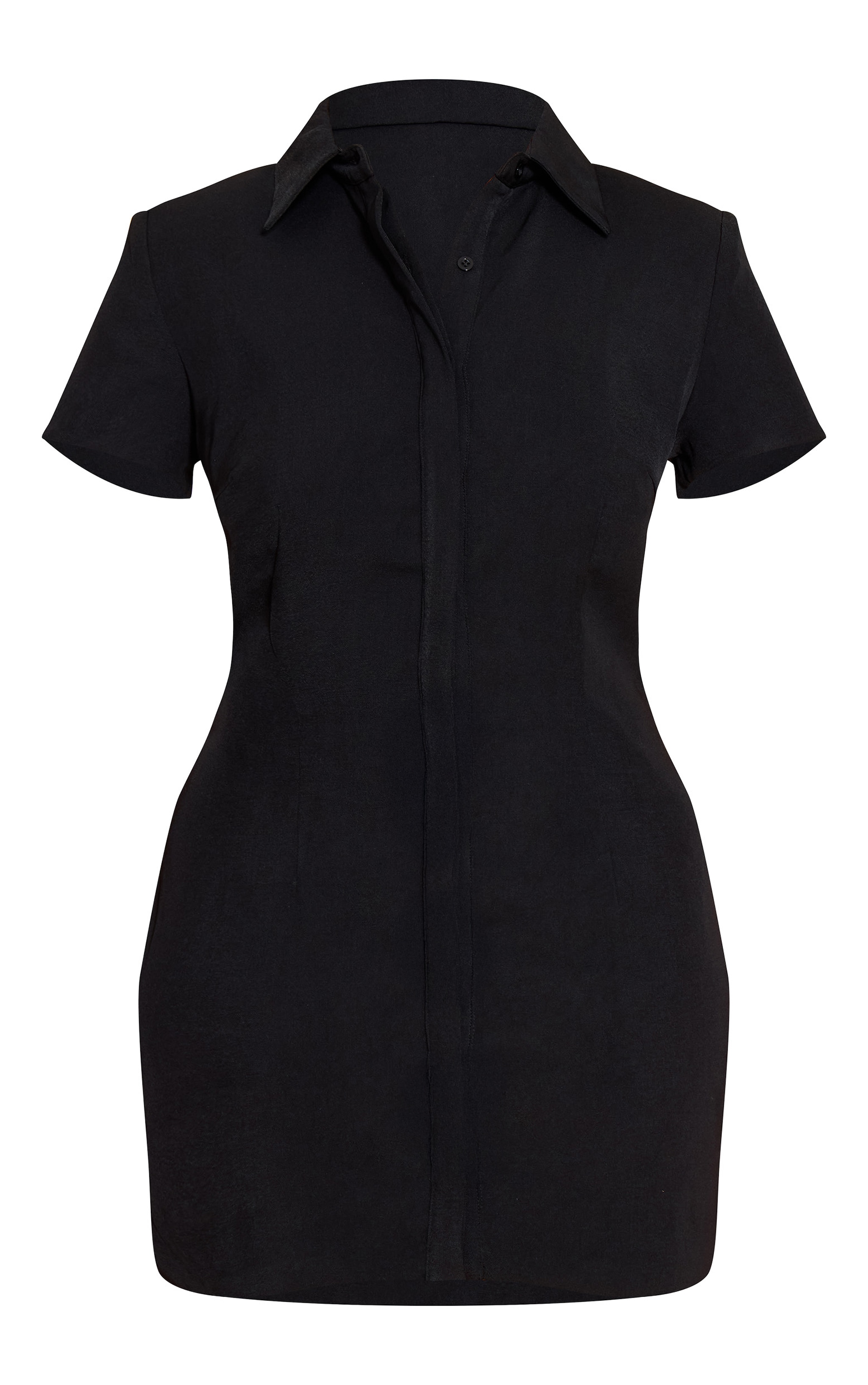 Shape Black Woven Short Sleeve Button Up Blazer Dress image 5