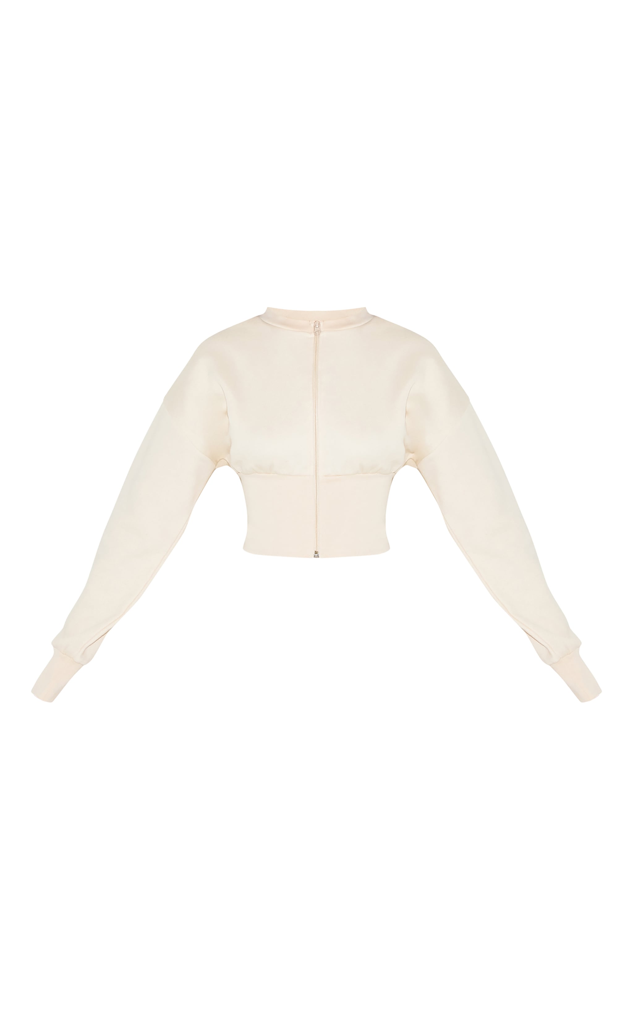 Petite Cream Elasticated Hem Zip Up Sweatshirt image 5