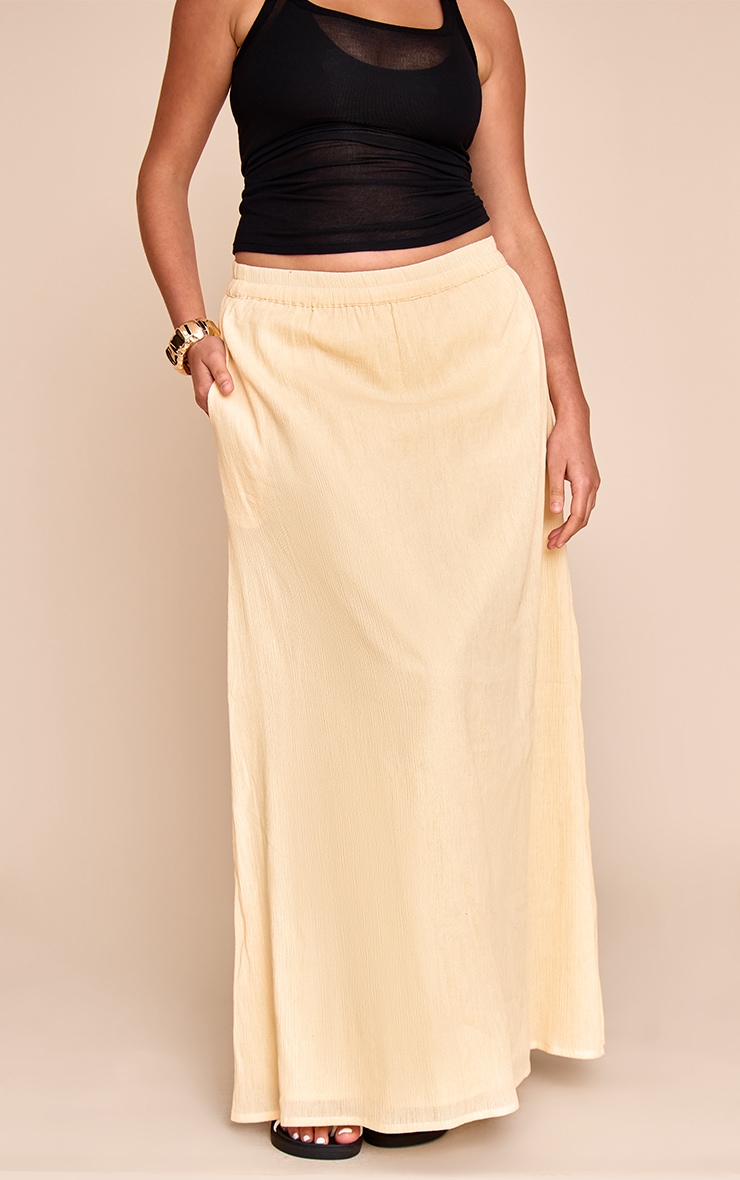 Plus Butter Cream Cotton Cheesecloth Elasticated Waist Maxi Skirt image 2