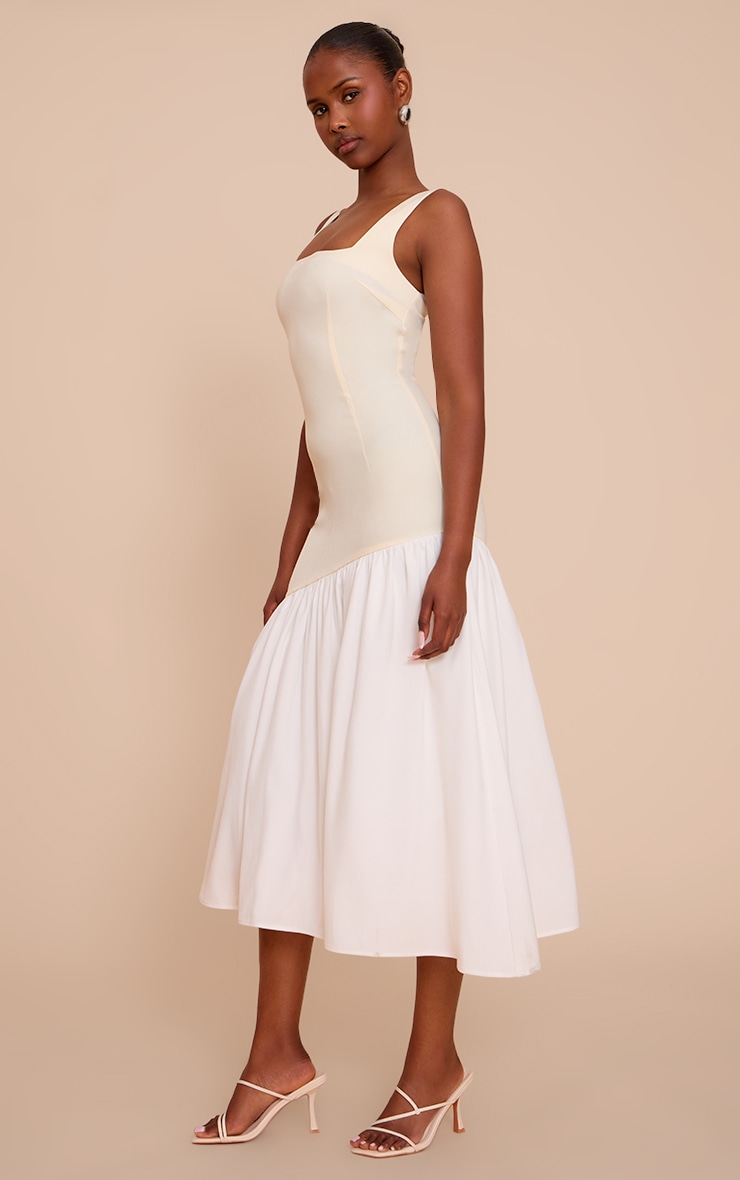 Lemon Contrast Pleated Hem Square Neck Midaxi Dress image 3