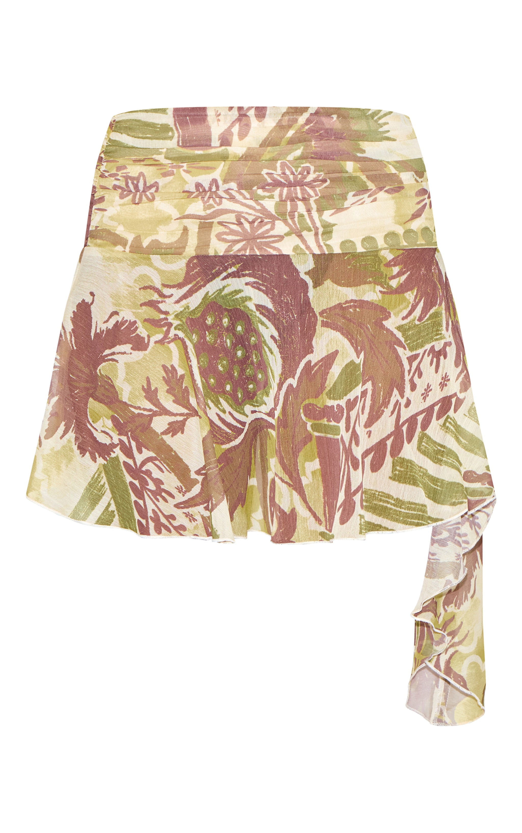 Brown Printed Drape Mini Skirt image 6