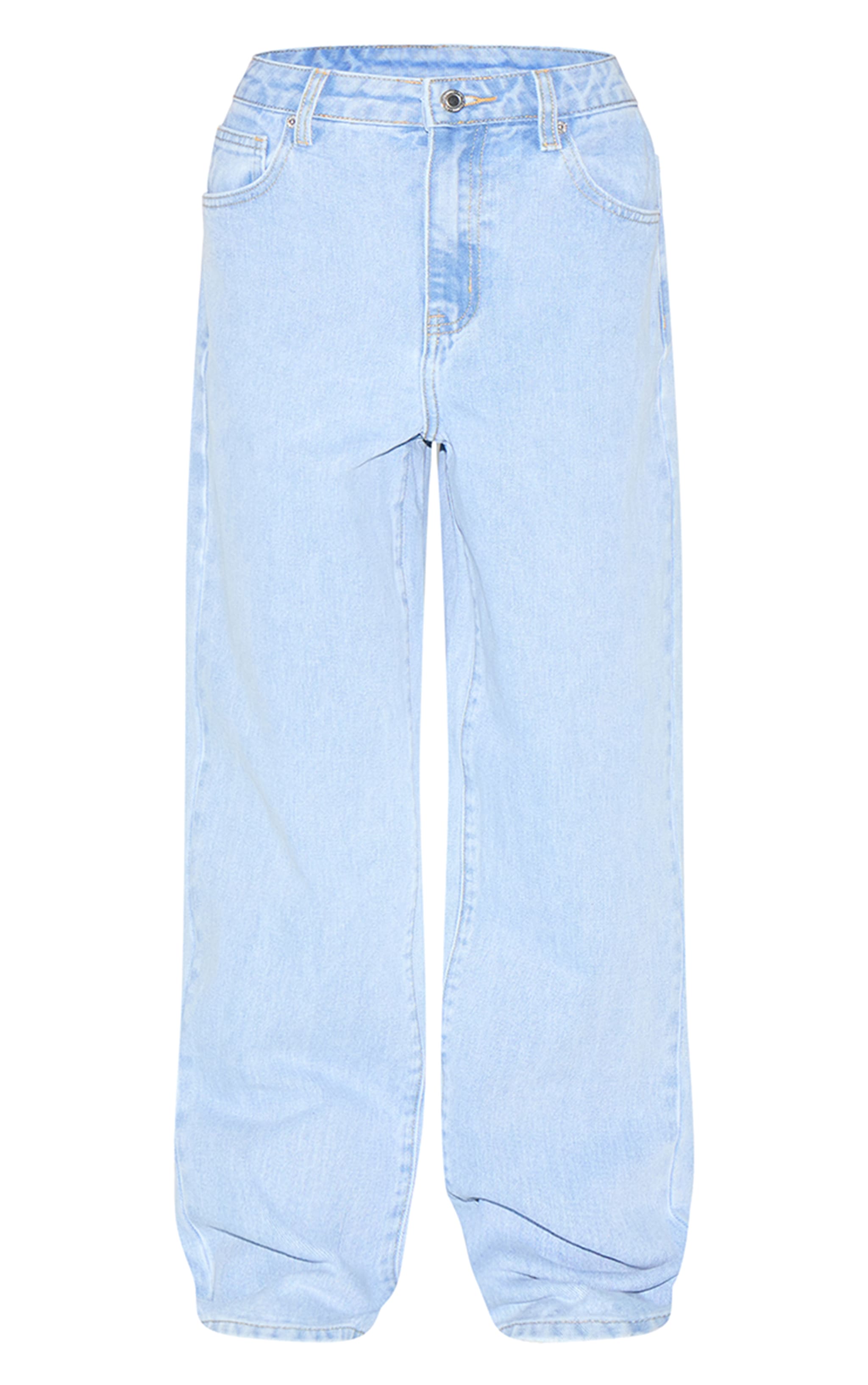 PRETTYLITTLETHING Petite Jean boyfriend bleu clair délavé à taille haute image 5
