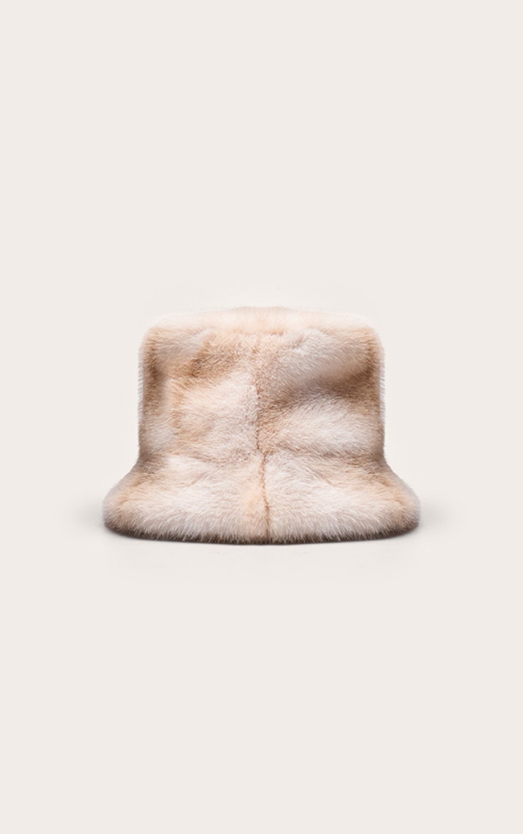 Cream Faux Fur Bucket Hat image 2