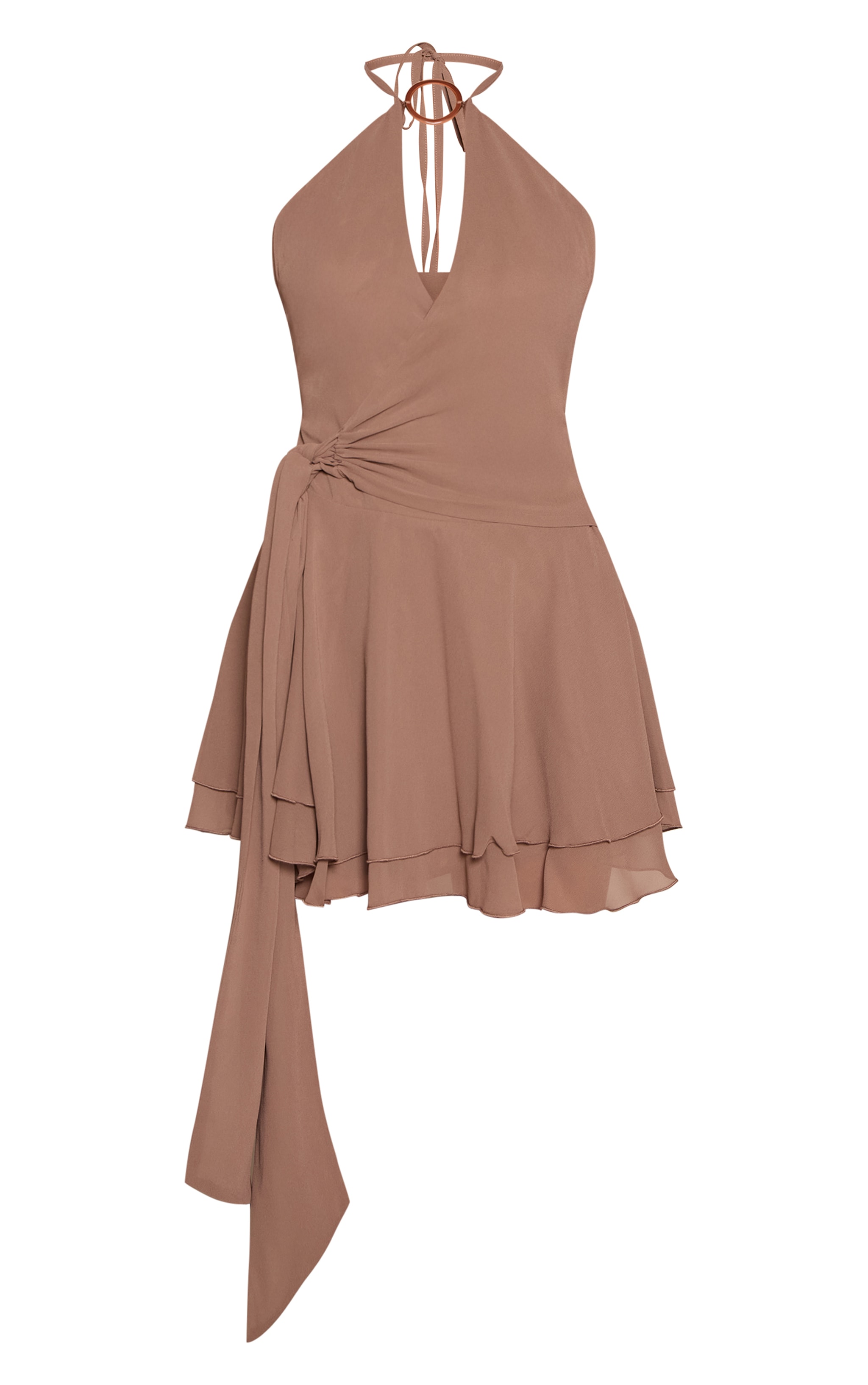 Taupe Chiffon Ring Detail Dress image 5