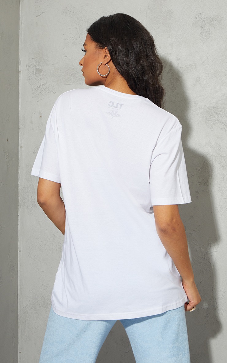 T-shirt oversize blanc imprimé TLC image 2
