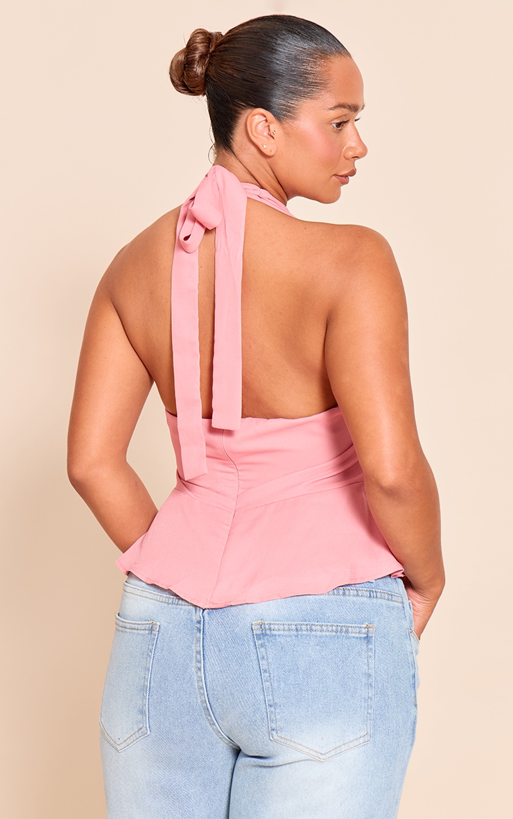 Shape DARK ROSE Chiffon Plunge Halterneck Top image 2