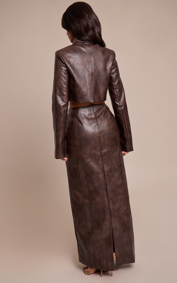 Petite Chocolate Faux Leather Maxi Skirt  image 3