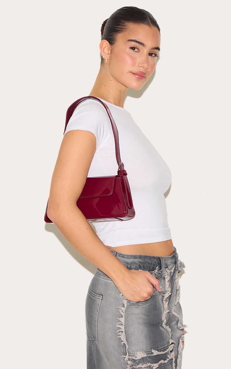 Sac à main trapèze bordeaux effet enduit image 5