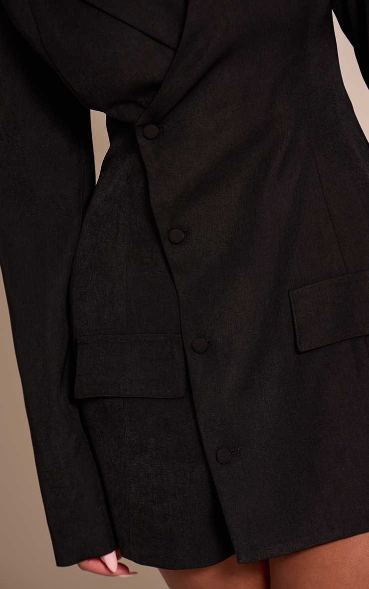 Shape Black Plunge Neck Cinched Waist Blazer Dress image 4