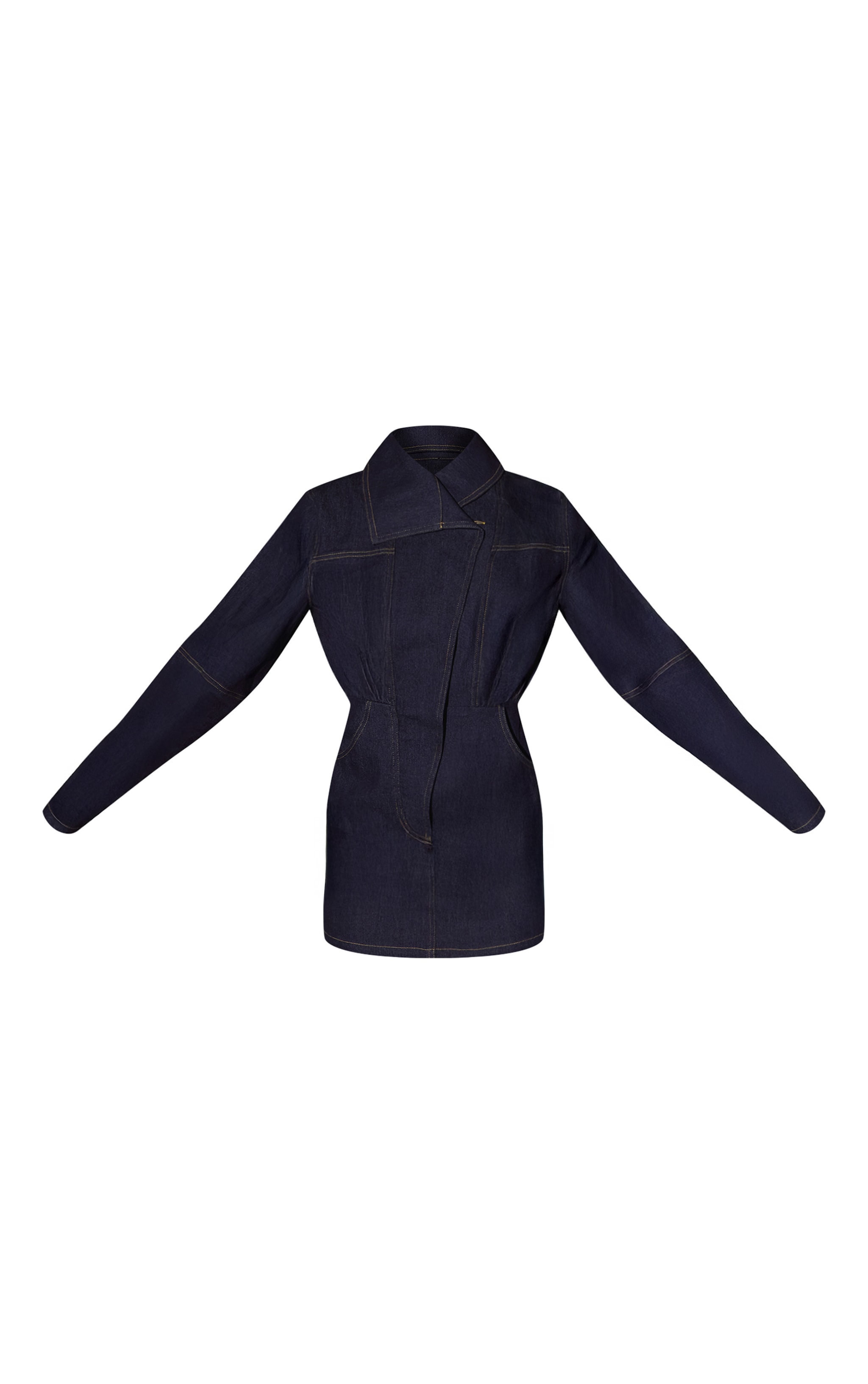 Indigo Twill Contrast Stitching Bodycon Dress image 5