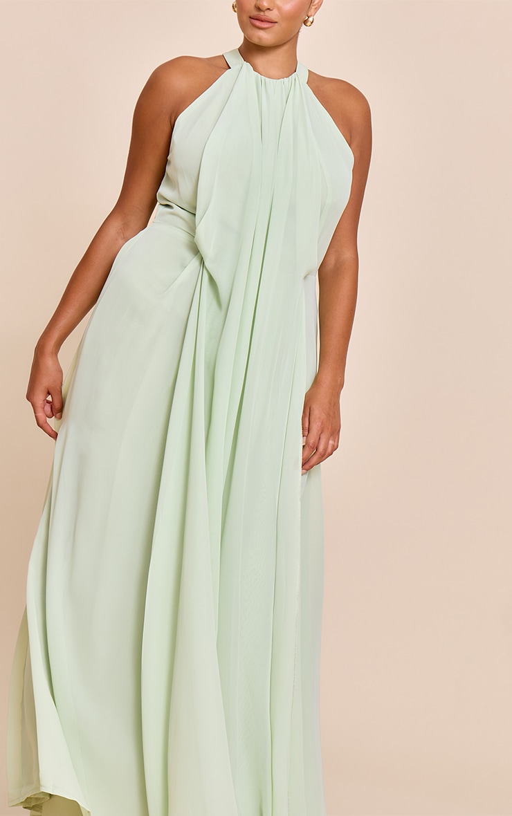 Plus Lime Chiffon Extreme Pleated Maxi Dress image 4