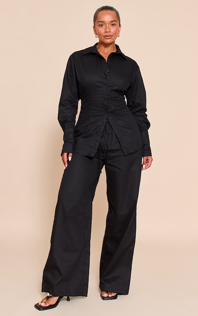 Shape black striped Elasticated Waist Wide Leg Pants