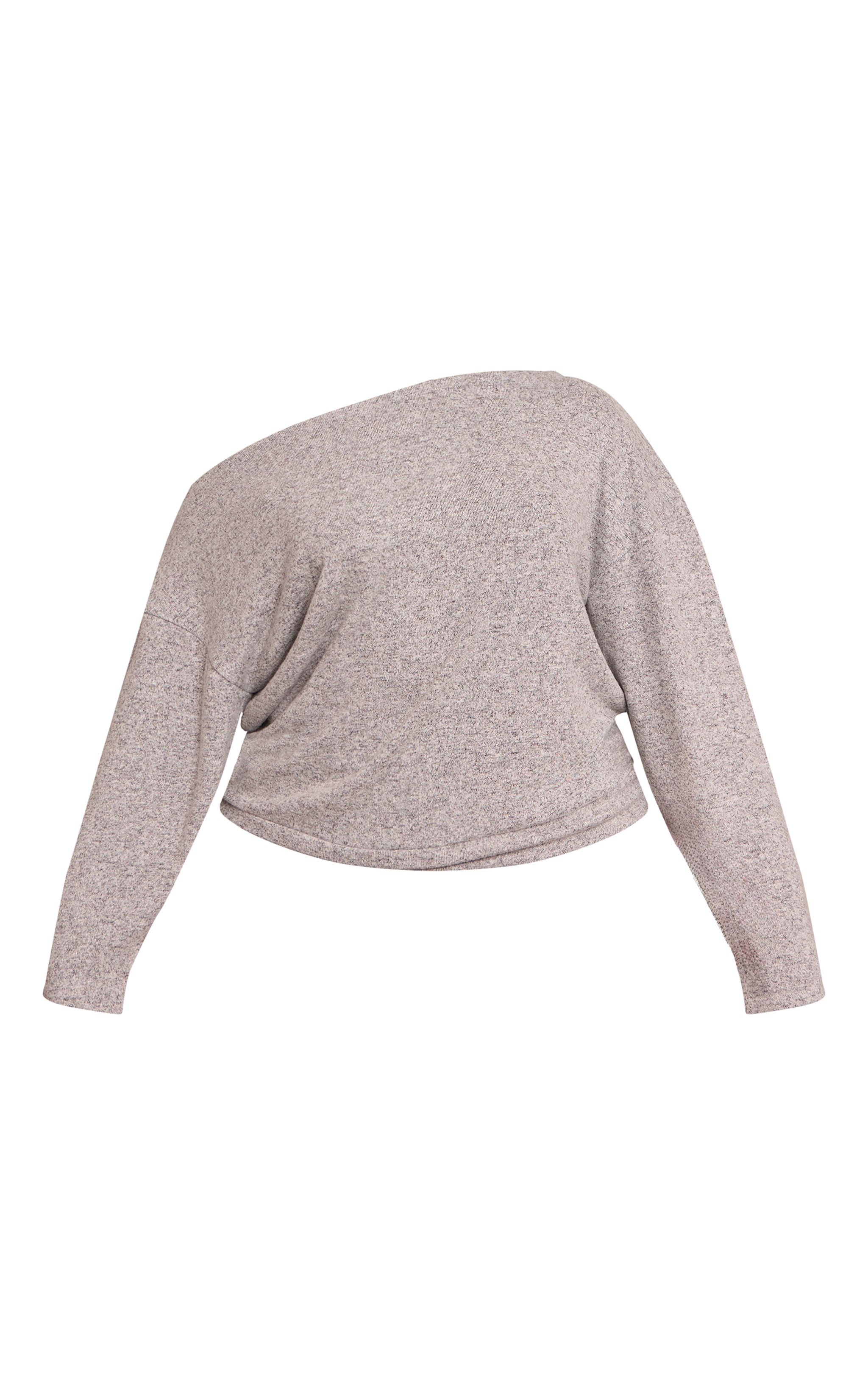 Plus Grey Marl Soft Knit Asymmetric Oversized Slouchy Long Sleeve Top image 5