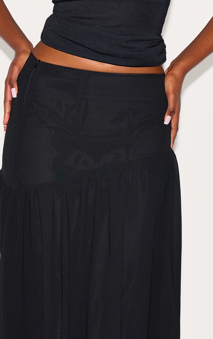 Black Asymmetric Drop Waist Maxi Skirt image 4
