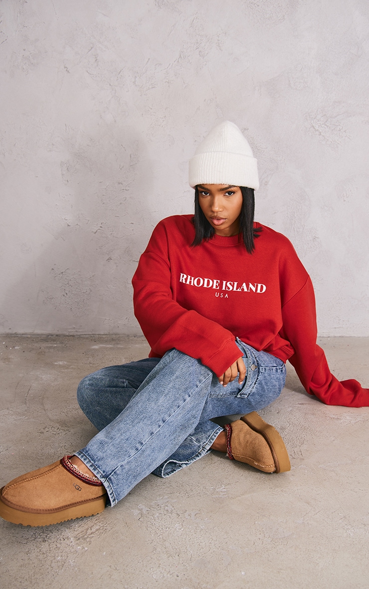 Hoodie rouge imprimé Rhode Island image 3