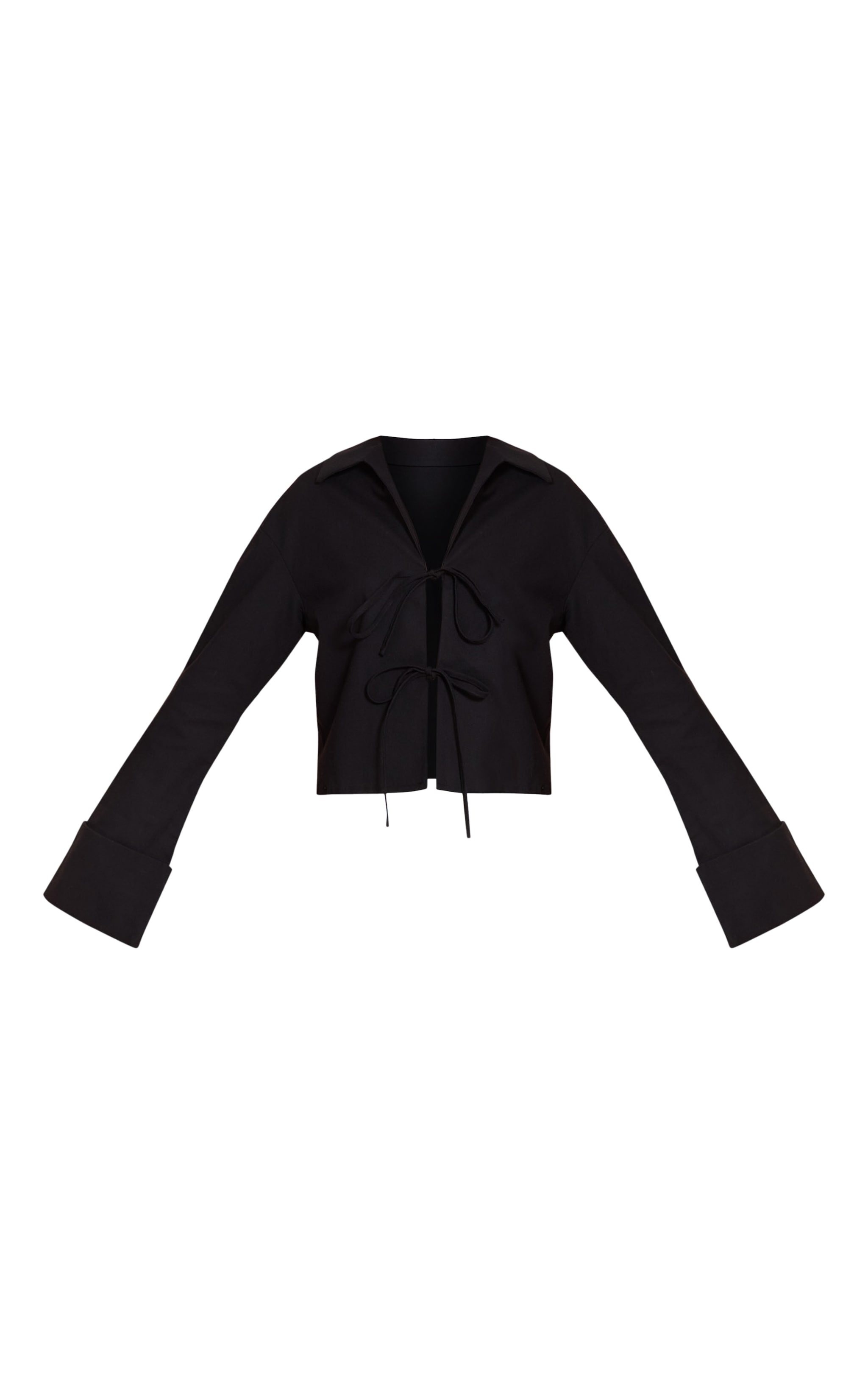 Linen Look Tie Front Structured Shirt image 5