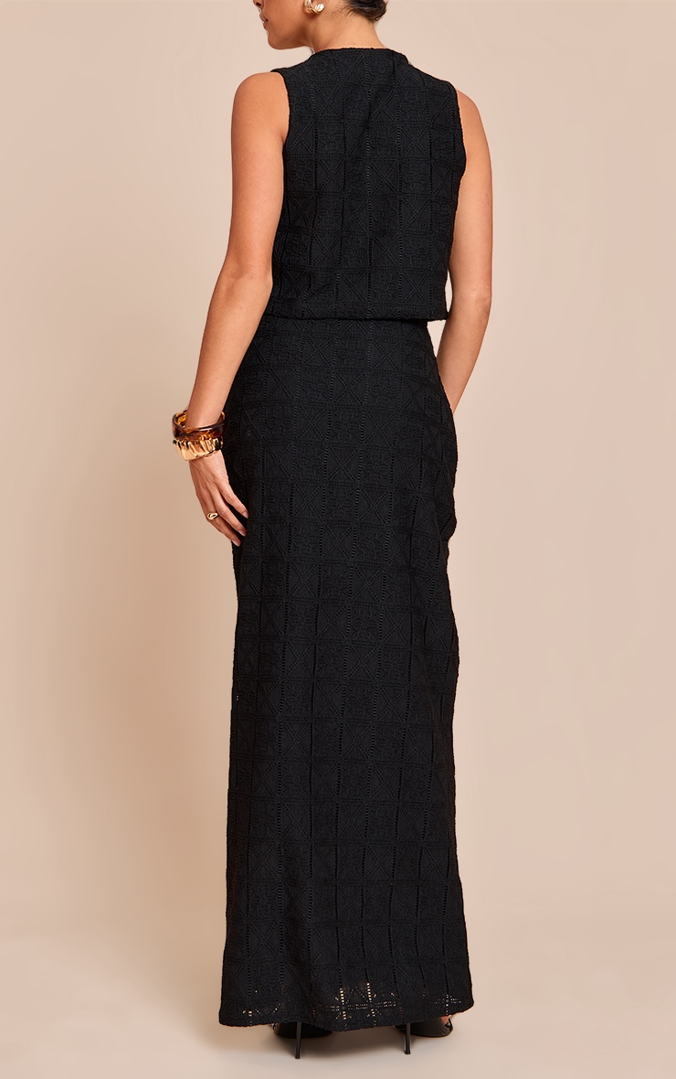Petite Black Patterned Maxi Skirt image 3