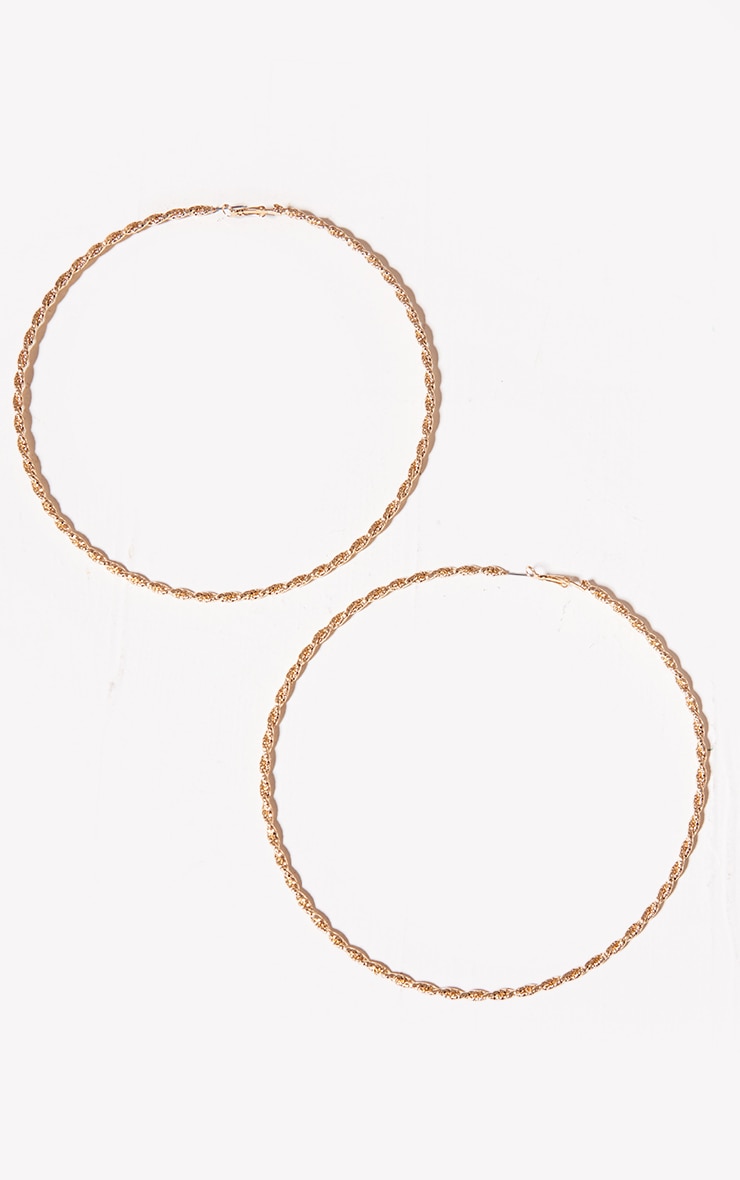 Gold Fine Twist Extra Extra Large Hoop Earrings image 3