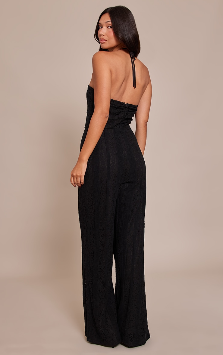 Black Lace Fold Over Straight Leg Jumpsuit image 2
