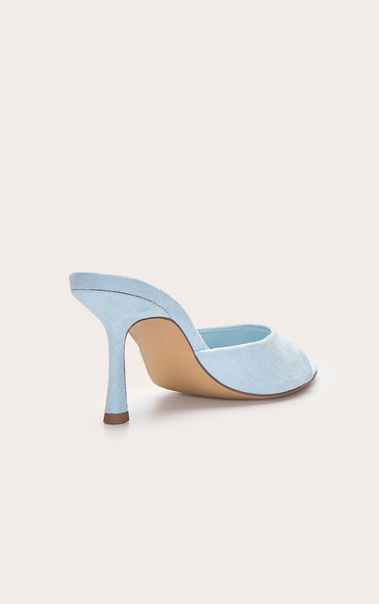 Baby Blue Faux Suede Point Toe Heeled Mules image 4