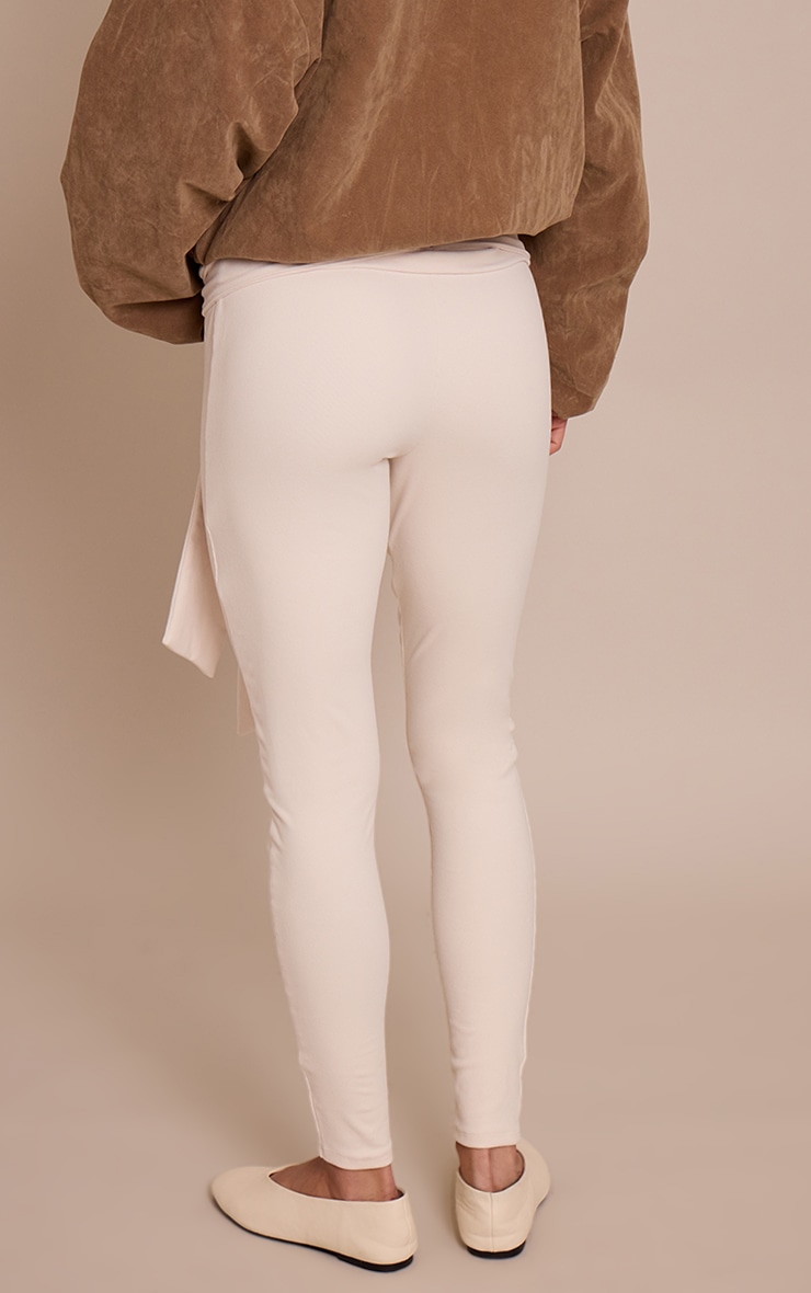 Legging très doux crème à taille nouée image 3