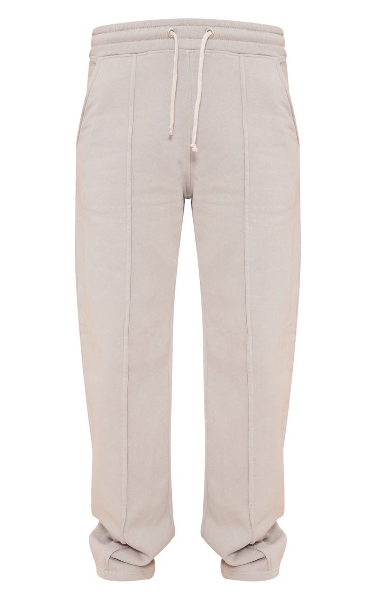 Light Grey Washed Pintuck Oversized Straight Leg Track Pants image 5