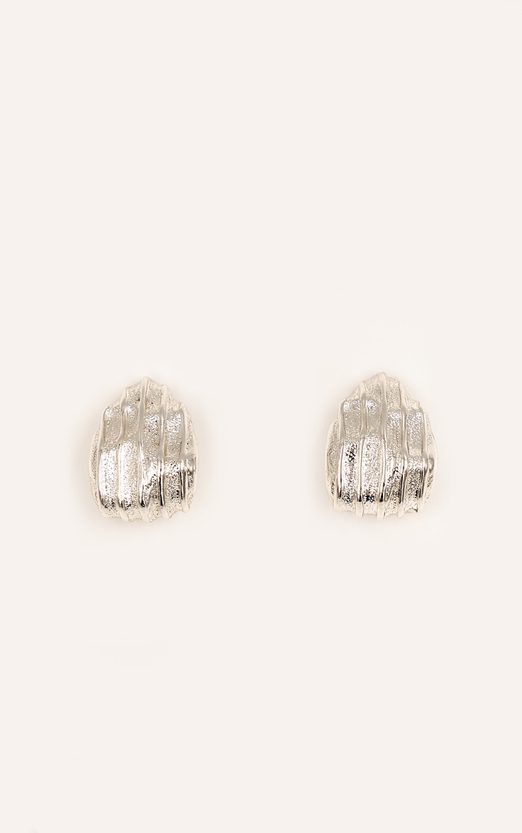 Silver Texturé Rib Medium Stud image 3
