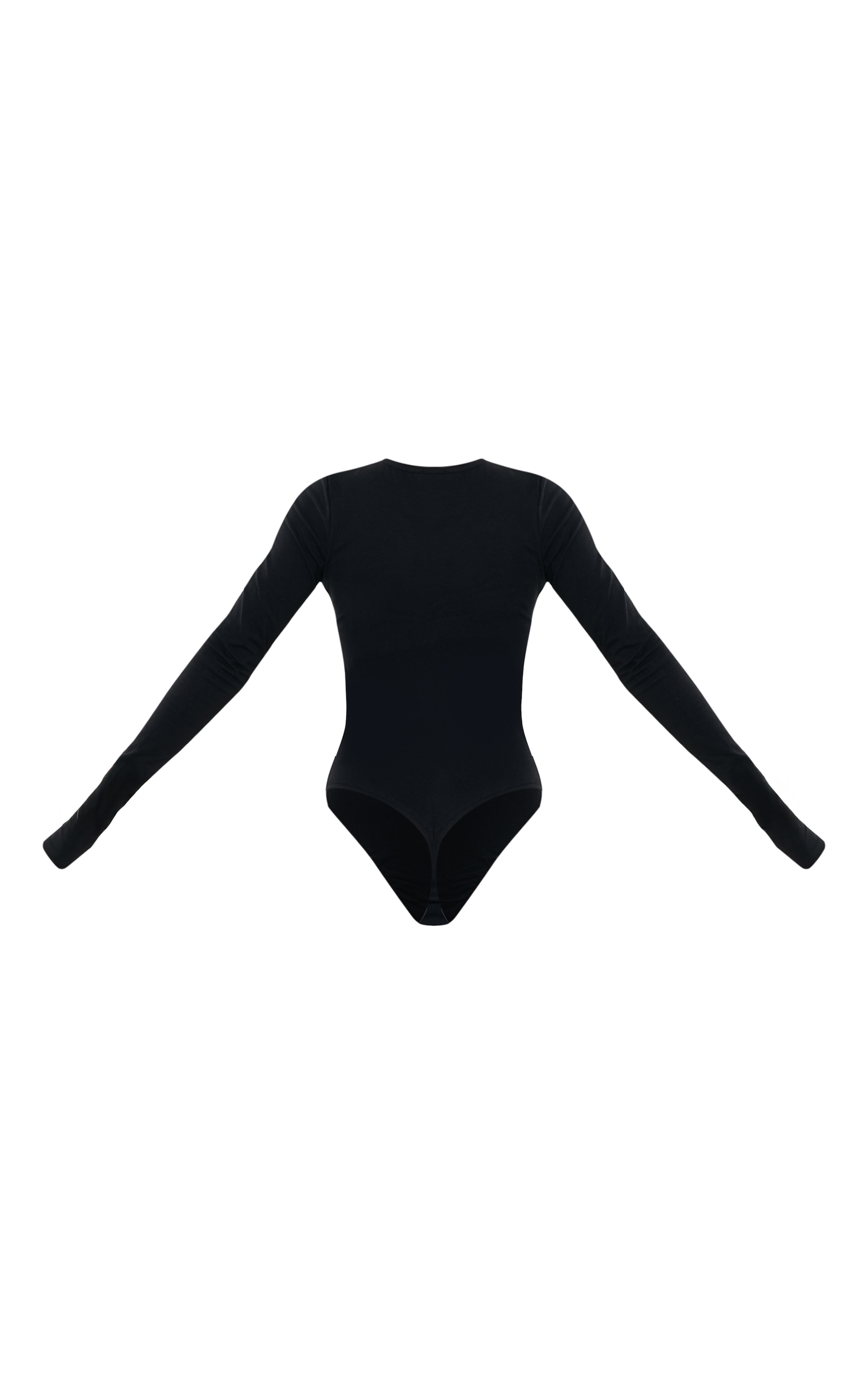 Body en coton noir à col ras et manches longues image 6
