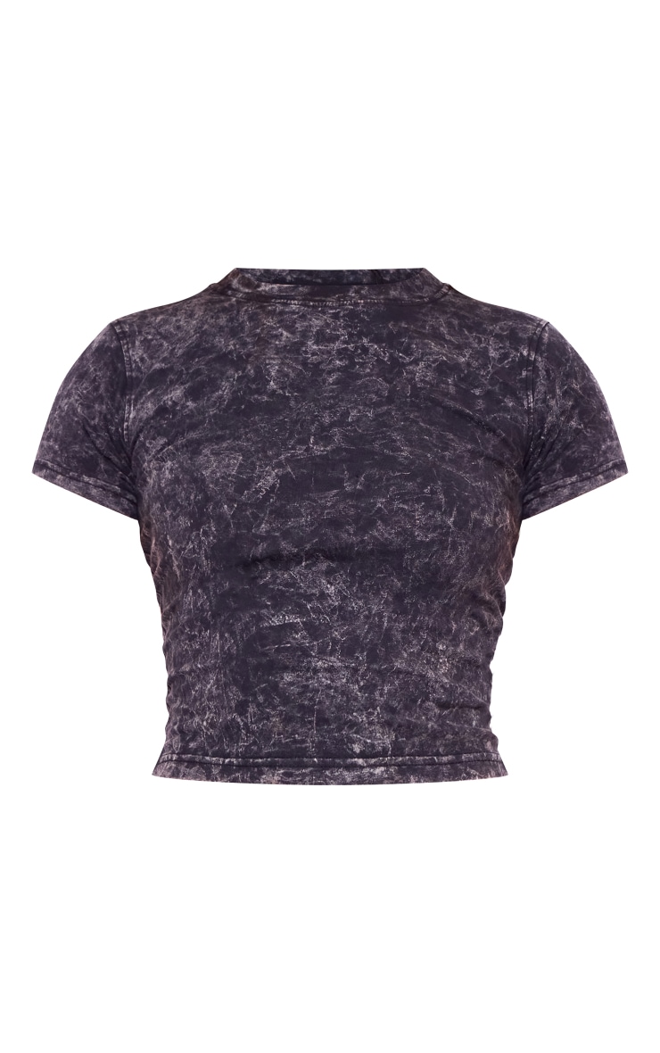 Charcoal Washed Cotton Longline Fitted T-shirt image 5