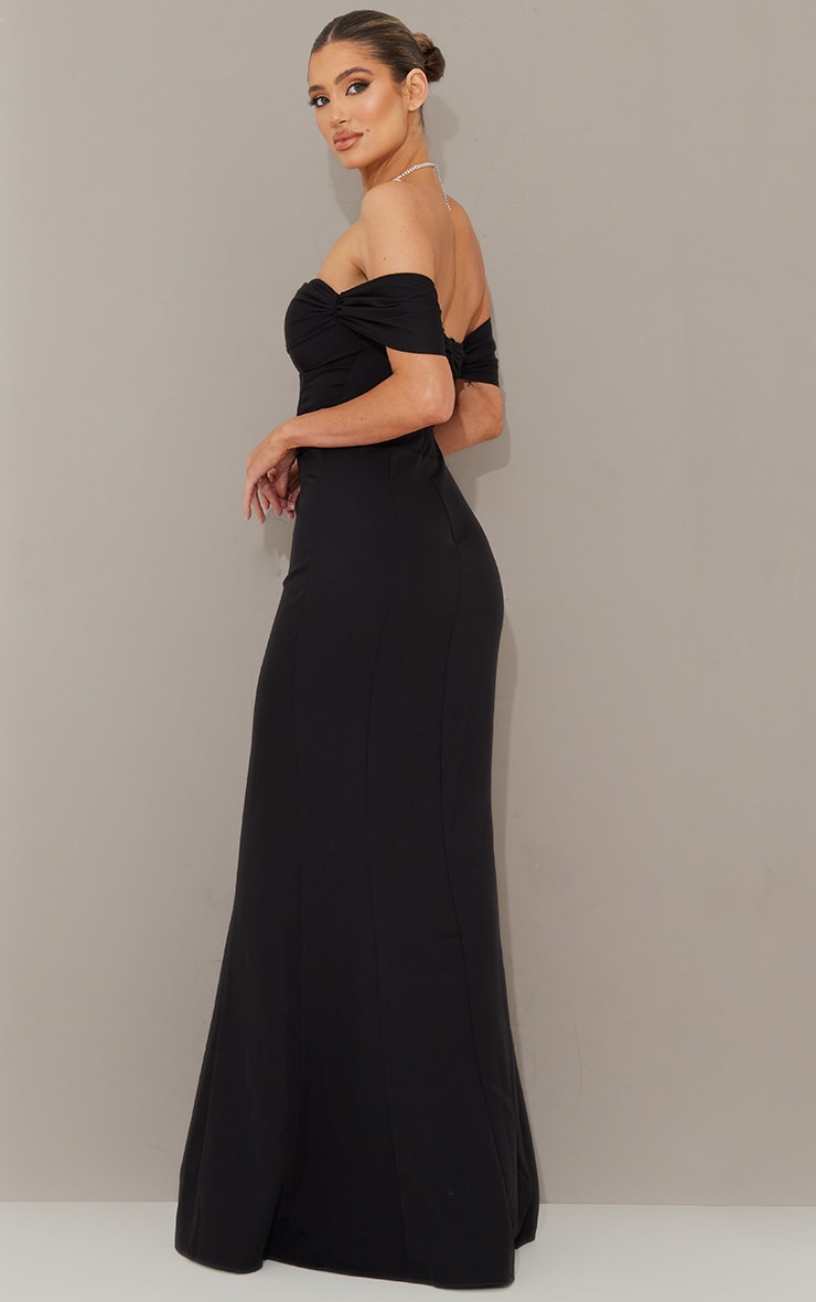 Black Corset Detail Bardot Bridesmaid Dress image 3